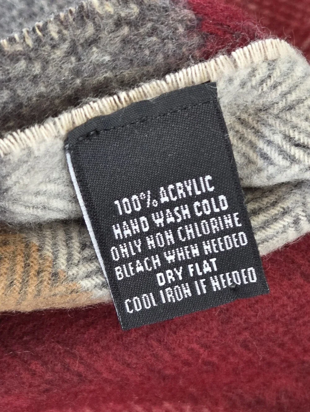 Fraas Plaid Scarf Made in Germany Maroon Gray Tan 14 x 72 Unisex SOFT Fringed
